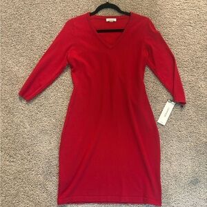 Calvin Klein Red Long Sleeve Sweater Dress